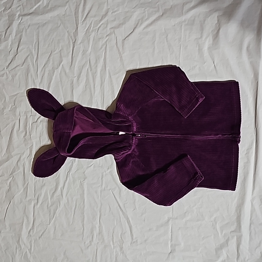 tea Baby Girl 9-12 Months Purple Bunny Ears Zippered Hoodie Used